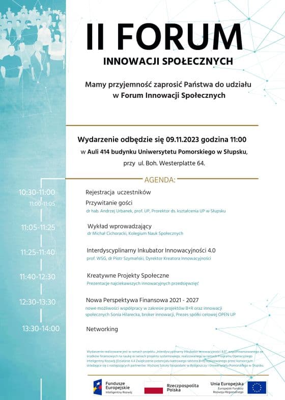 Serdecznie zapraszam pracowników Instytutów do udziału w II Forum Innowacji Społecznych,